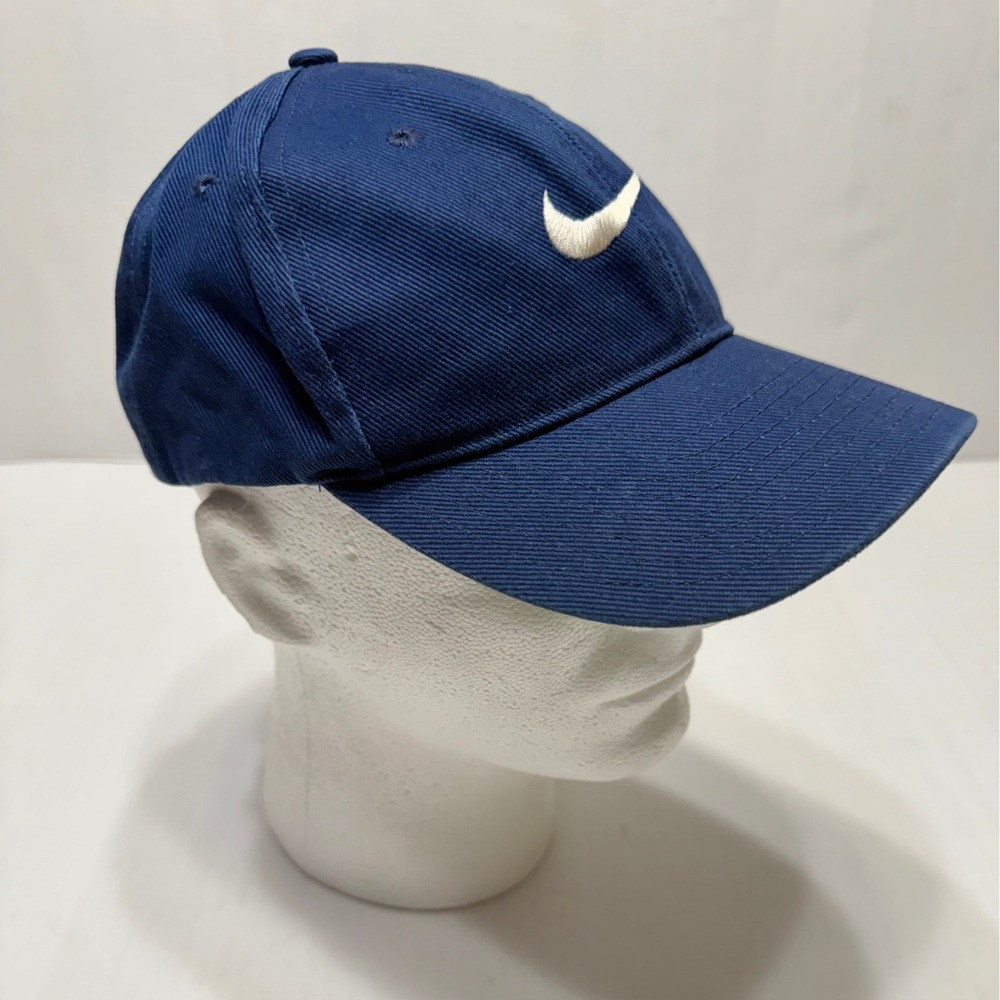 Vintage Nike Swoosh Snapback Hat Navy Blue Green Underbrim 90s Baseball Cap